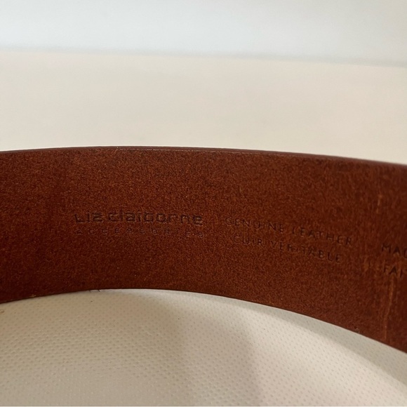 Vintage Liz Claiborne 90’s Brown Leather Wide Brass Buckle Belt main image 9